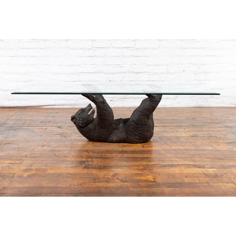 Bronze Bear on Back Table Base Sculpture-Chinese Furniture, Asian Antiques & Vintage Home Décor in NYC-FEA Home