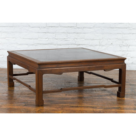 Burmese Vintage Brown Wood Low Coffee Table with Negora Lacquered Top-YN3330-11. Asian & Chinese Furniture, Art, Antiques, Vintage Home Décor for sale at FEA Home