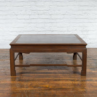 Burmese Vintage Brown Wood Low Coffee Table with Negora Lacquered Top