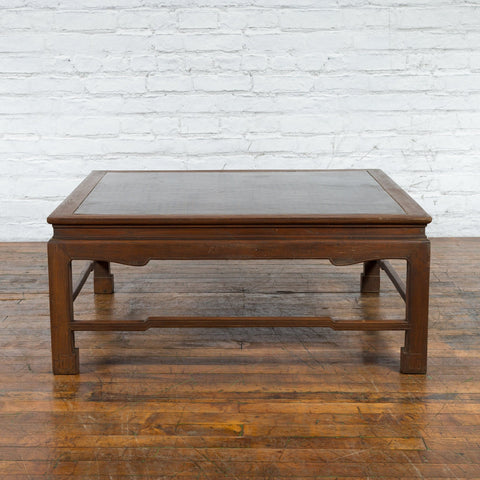 Burmese Vintage Brown Wood Low Coffee Table with Negora Lacquered Top-YN3330-14. Asian & Chinese Furniture, Art, Antiques, Vintage Home Décor for sale at FEA Home