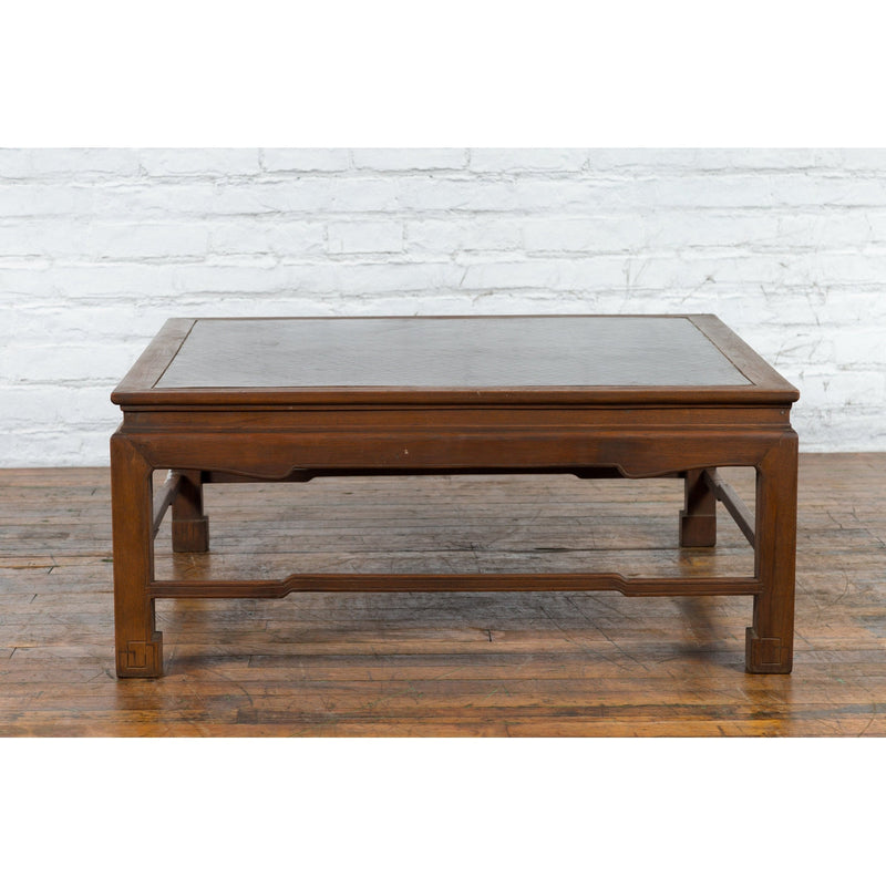 Burmese Vintage Brown Wood Low Coffee Table with Negora Lacquered Top-YN3330-15. Asian & Chinese Furniture, Art, Antiques, Vintage Home Décor for sale at FEA Home