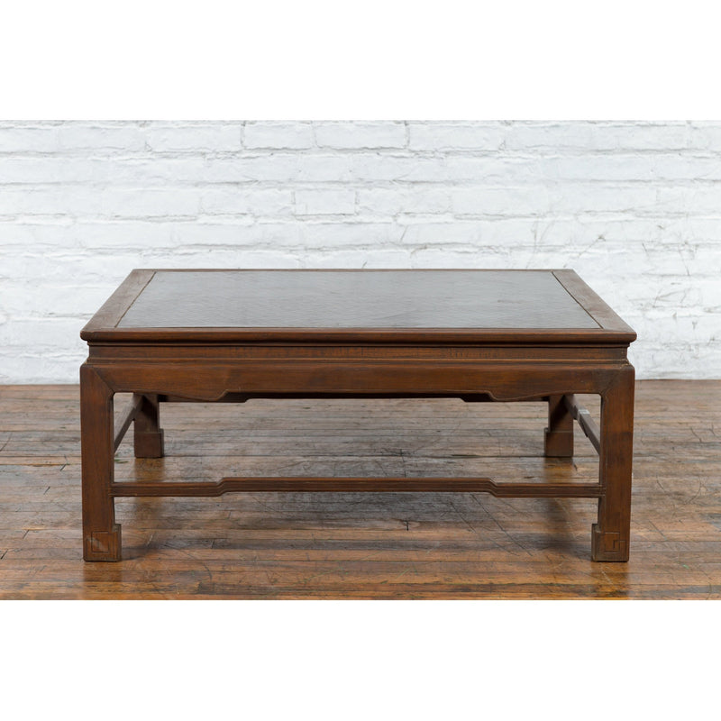 Burmese Vintage Brown Wood Low Coffee Table with Negora Lacquered Top-YN3330-17. Asian & Chinese Furniture, Art, Antiques, Vintage Home Décor for sale at FEA Home