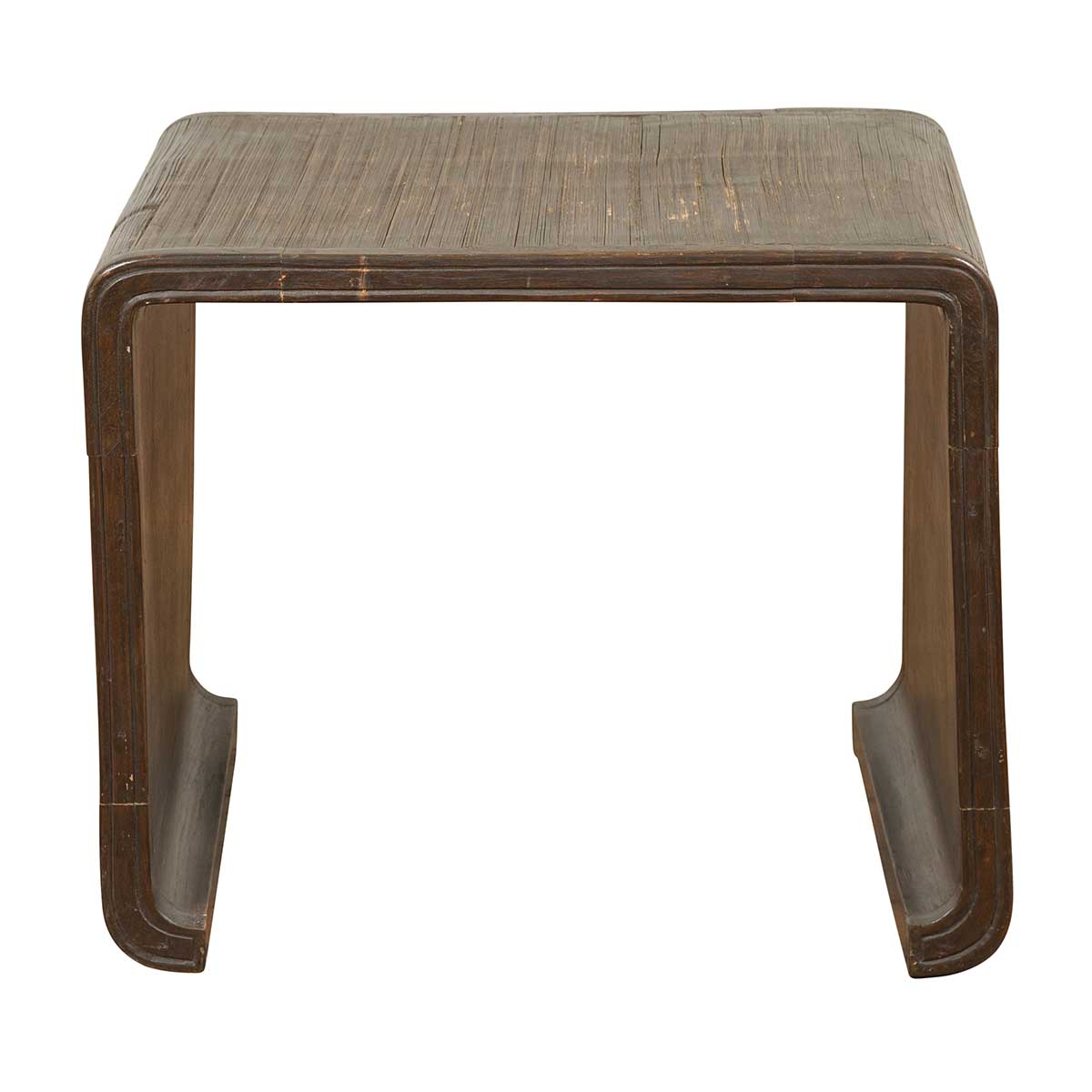 Burmese Contemporary Waterfall Side Table with Opium Mat Top and Horsehoof Feet-1. Asian & Chinese Furniture, Art, Antiques, Vintage Home Décor for sale at FEA Home