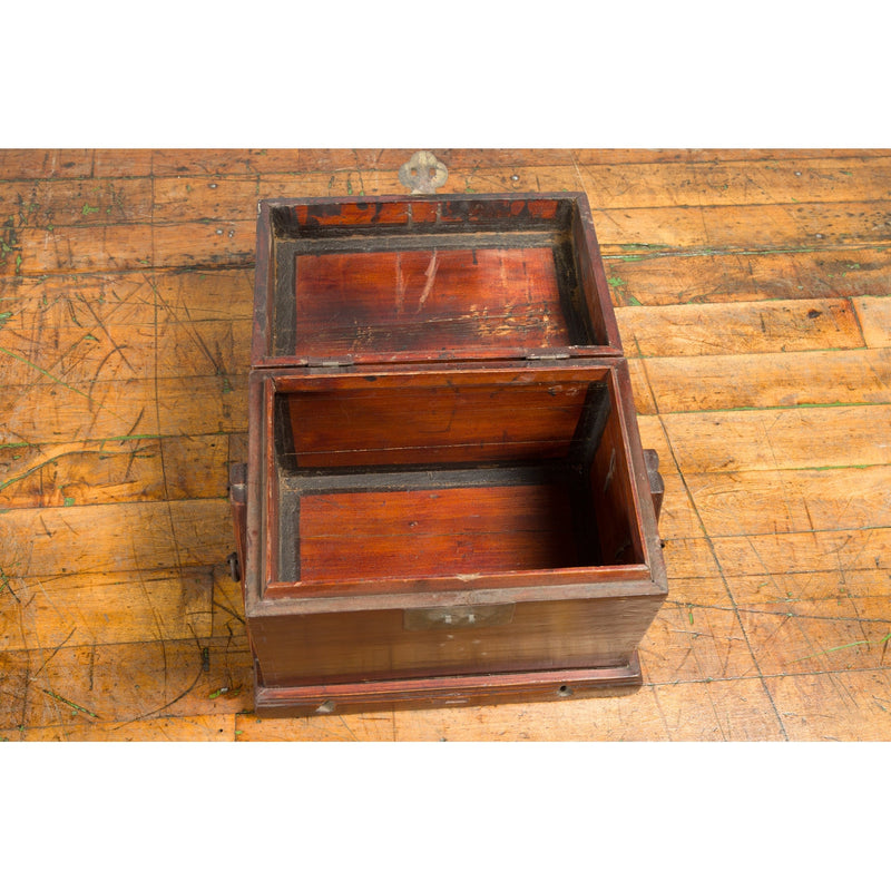 Chinese Late Qing Dynasty Document Box with Carrying Handles and Petite Holes-Chinese Furniture, Asian Antiques & Vintage Home Décor in NYC-FEA Home
