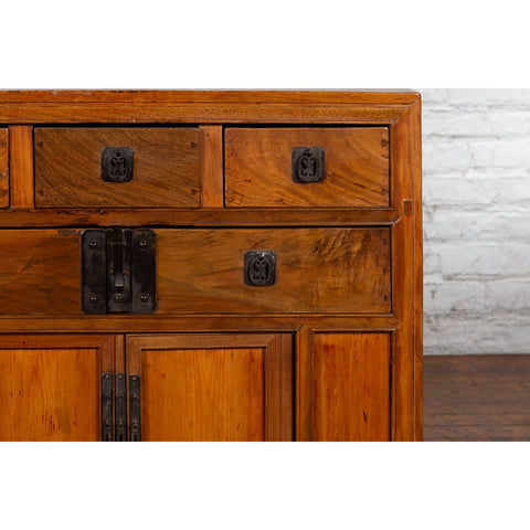 Chinese Late Qing Dynasty Elmwood Cabinet with Five Drawers over Two Doors-YN2595-10. Asian & Chinese Furniture, Art, Antiques, Vintage Home Décor for sale at FEA Home