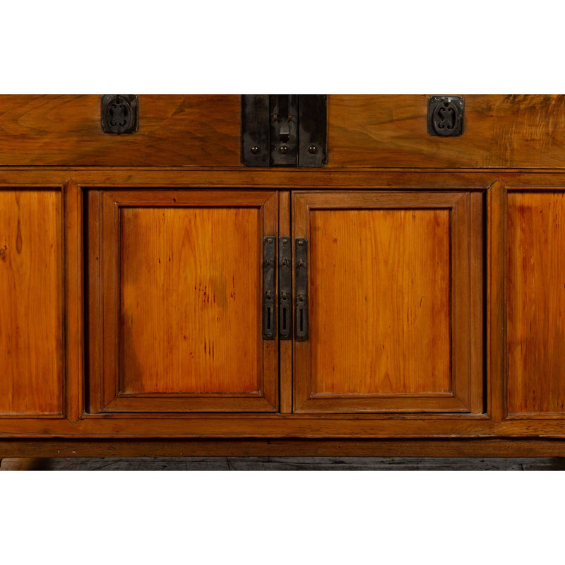Chinese Late Qing Dynasty Elmwood Cabinet with Five Drawers over Two Doors-YN2595-13. Asian & Chinese Furniture, Art, Antiques, Vintage Home Décor for sale at FEA Home
