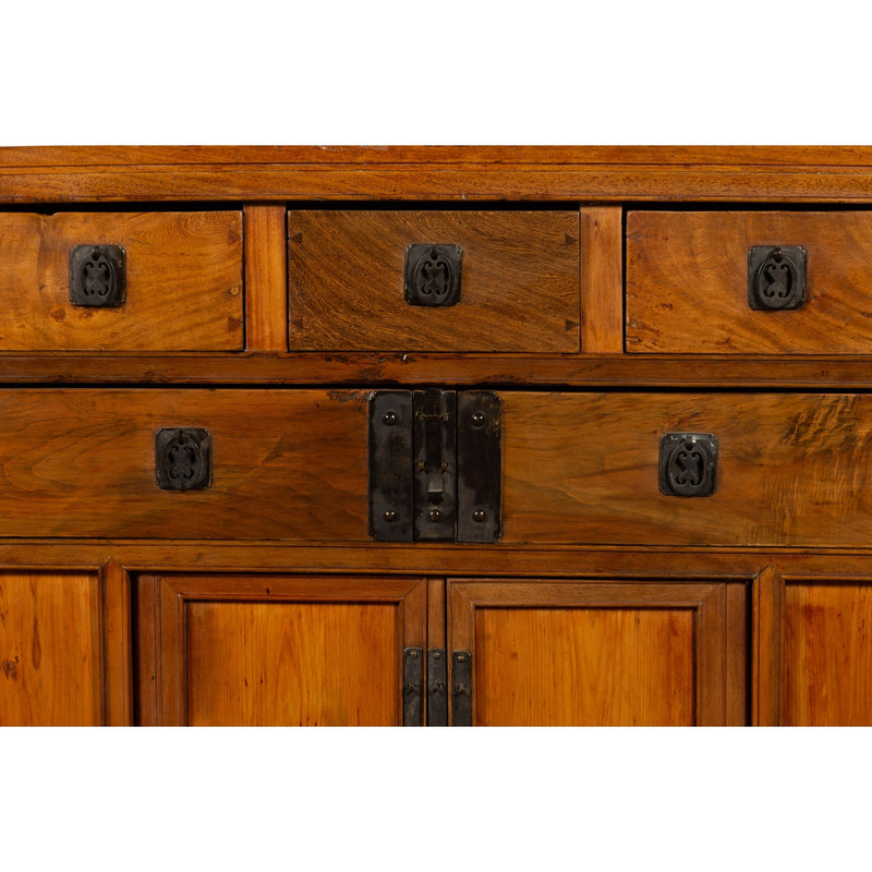 Chinese Late Qing Dynasty Elmwood Cabinet with Five Drawers over Two Doors-YN2595-14. Asian & Chinese Furniture, Art, Antiques, Vintage Home Décor for sale at FEA Home