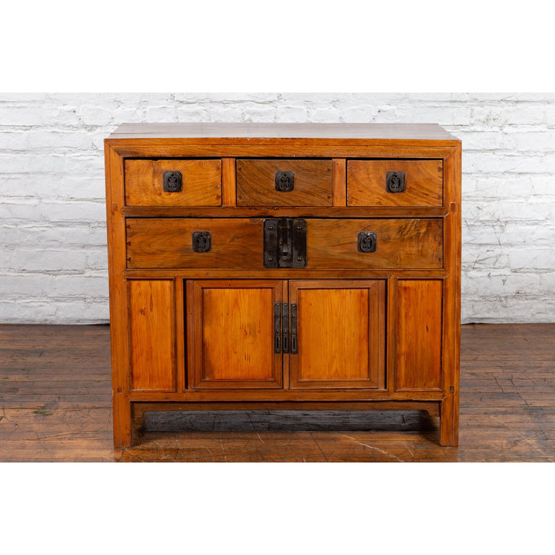 Chinese Late Qing Dynasty Elmwood Cabinet with Five Drawers over Two Doors-YN2595-3. Asian & Chinese Furniture, Art, Antiques, Vintage Home Décor for sale at FEA Home