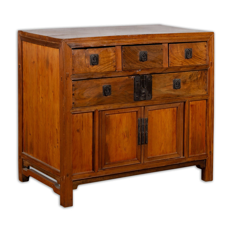 Chinese Late Qing Dynasty Elmwood Cabinet with Five Drawers over Two Doors-YN2595-1. Asian & Chinese Furniture, Art, Antiques, Vintage Home Décor for sale at FEA Home