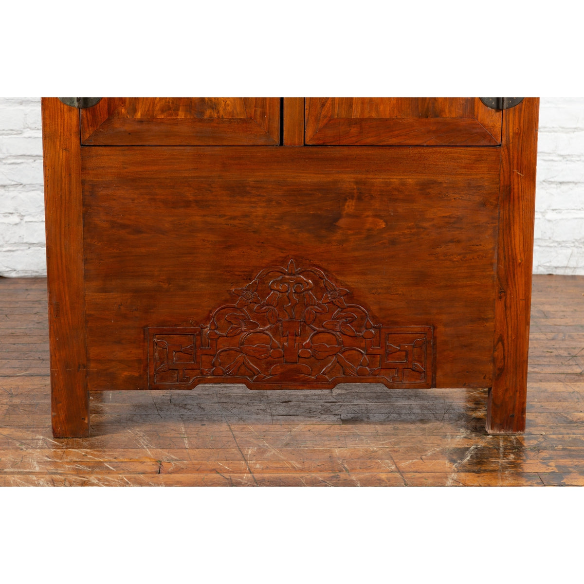 Chinese Qing Dynasty 19th Century Armoire with Carved Skirt and Large Medallion-10. Asian &amp; Chinese Furniture, Art, Antiques, Vintage Home Décor for sale at FEA Home