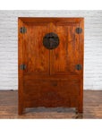 Chinese Qing Dynasty 19th Century Armoire with Carved Skirt and Large Medallion-2. Asian & Chinese Furniture, Art, Antiques, Vintage Home Décor for sale at FEA Home