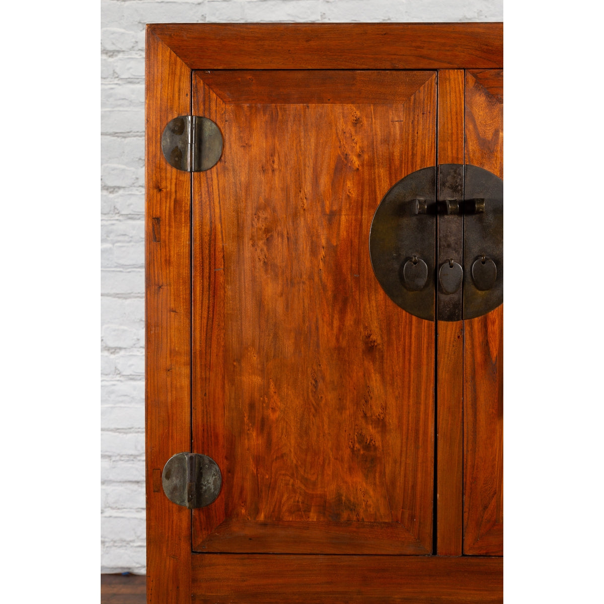 Chinese Qing Dynasty 19th Century Armoire with Carved Skirt and Large Medallion-8. Asian &amp; Chinese Furniture, Art, Antiques, Vintage Home Décor for sale at FEA Home