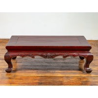 Chinese Qing Dynasty 19th Century Lacquered Wood Low Table with Cabriole Legs
