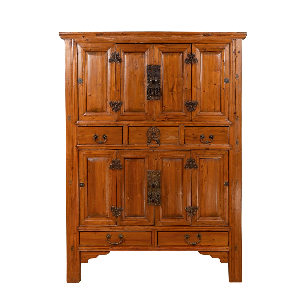 Large Chinese Qing Dynasty Style Wooden Cabinet with Paneled Doors and Drawers-1. Asian & Chinese Furniture, Art, Antiques, Vintage Home Décor for sale at FEA Home