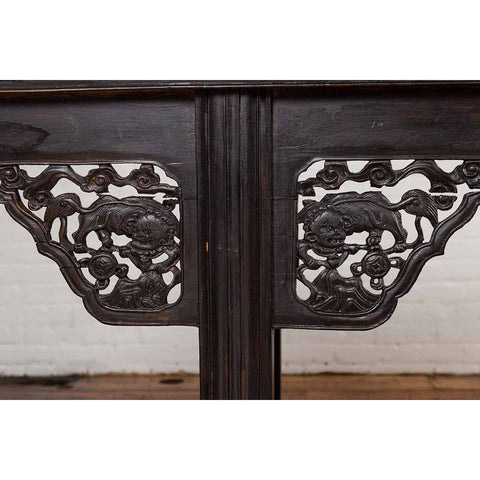 Antique Chinese Ming Style Altar Table with Carved Apron and Black Patina-YN6656-10. Asian & Chinese Furniture, Art, Antiques, Vintage Home Décor for sale at FEA Home