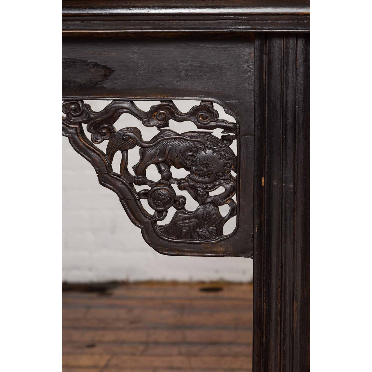 Antique Chinese Ming Style Altar Table with Carved Apron and Black Patina-11. Asian &amp; Chinese Furniture, Art, Antiques, Vintage Home Décor for sale at FEA Home