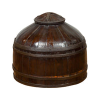 Chinese Antique Decorative Wooden Cover with Unusual Shape and Dark Patina