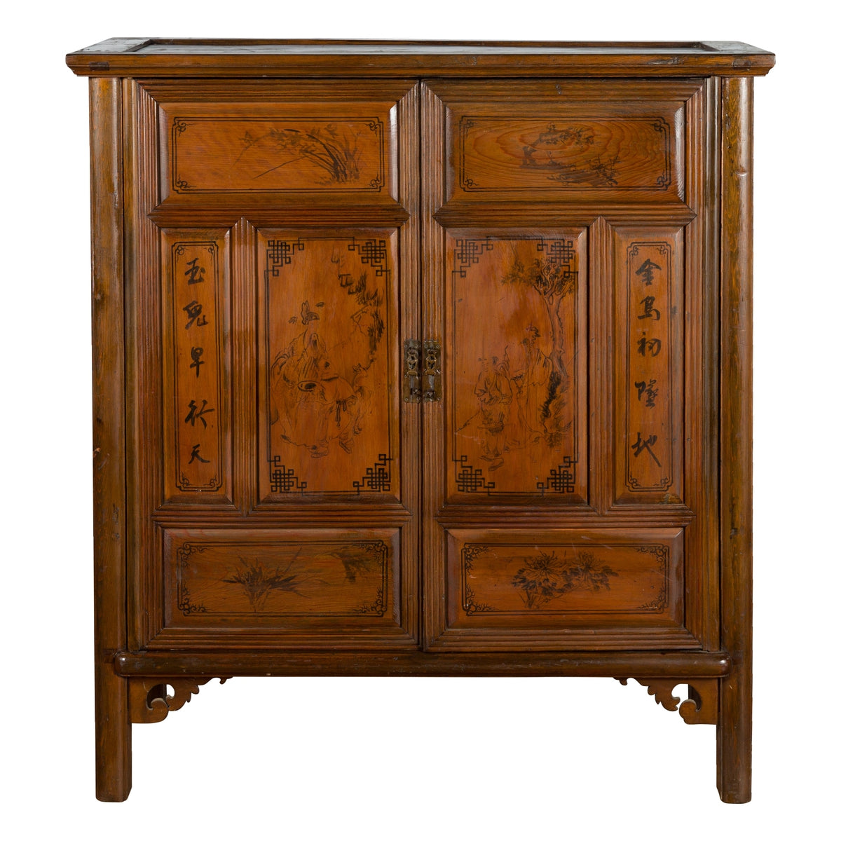Chinese Early 20th Century Cabinet with Hand-Painted Figures and Calligraphy-1. Asian & Chinese Furniture, Art, Antiques, Vintage Home Décor for sale at FEA Home