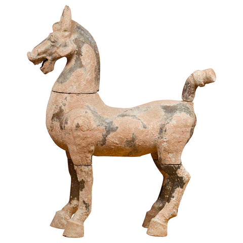 Large Chinese Han Dynasty Period Terracotta Horse, circa 202 BC-200 AD-YN6950-1. Asian & Chinese Furniture, Art, Antiques, Vintage Home Décor for sale at FEA Home