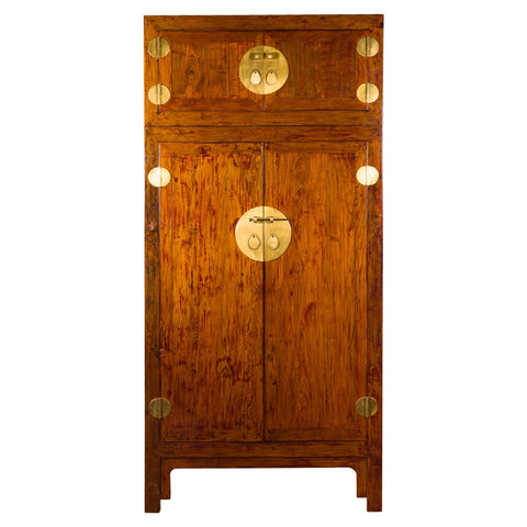 Chinese Qing Dynasty 19th Century Compound Cabinet with Brass Hardware-YN1027-1. Asian & Chinese Furniture, Art, Antiques, Vintage Home Décor for sale at FEA Home