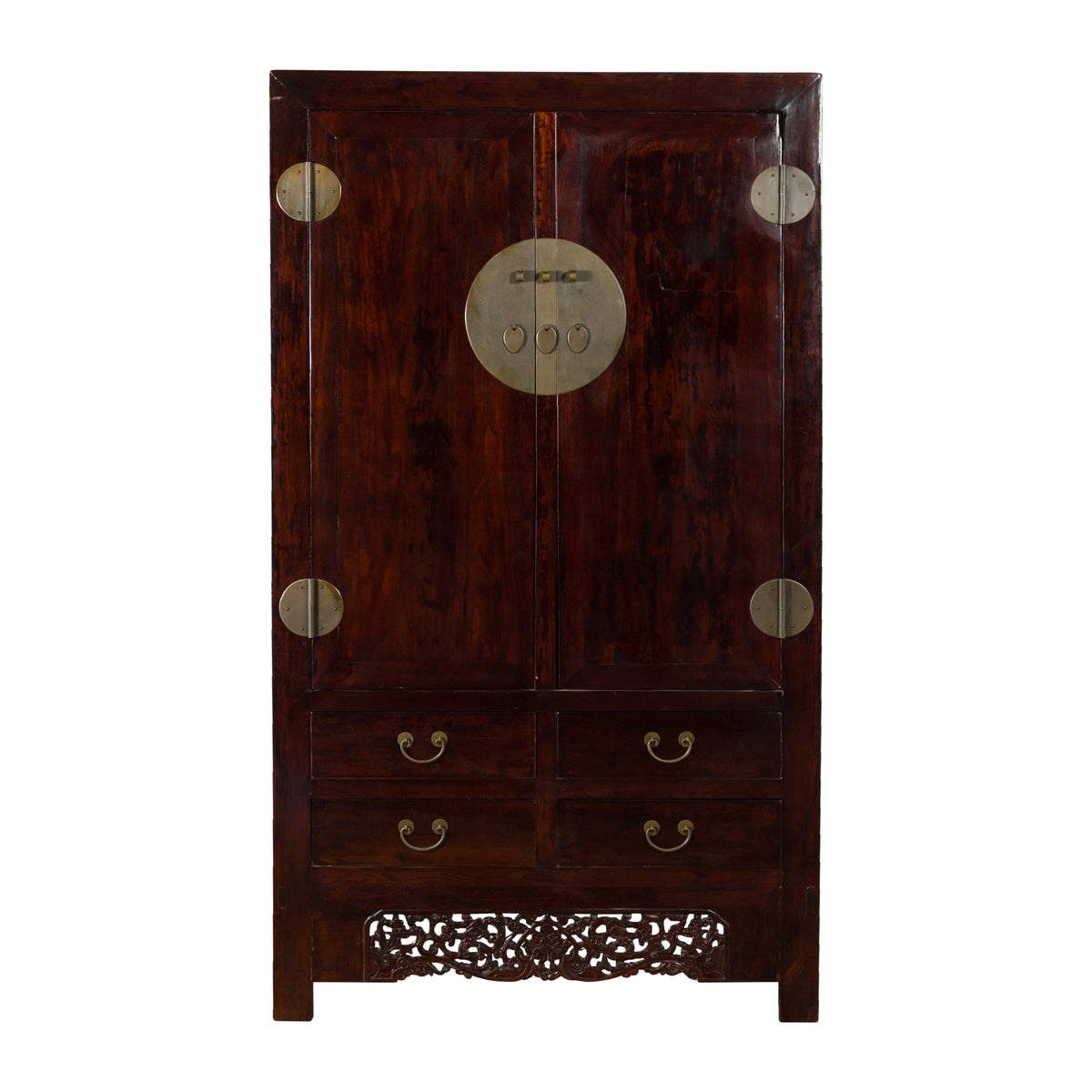 Chinese Qing Dynasty 19th Century Elm Cabinet with Doors and Four Drawers-1. Asian & Chinese Furniture, Art, Antiques, Vintage Home Décor for sale at FEA Home