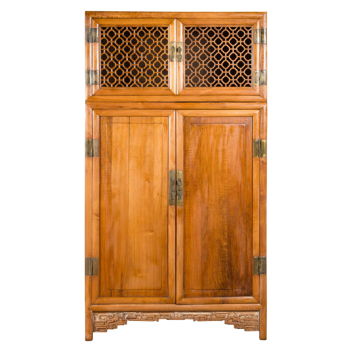 Chinese Qing Dynasty 19th Century Kitchen Cabinet with Quatrefoil Style Fretwork-1. Asian & Chinese Furniture, Art, Antiques, Vintage Home Décor for sale at FEA Home
