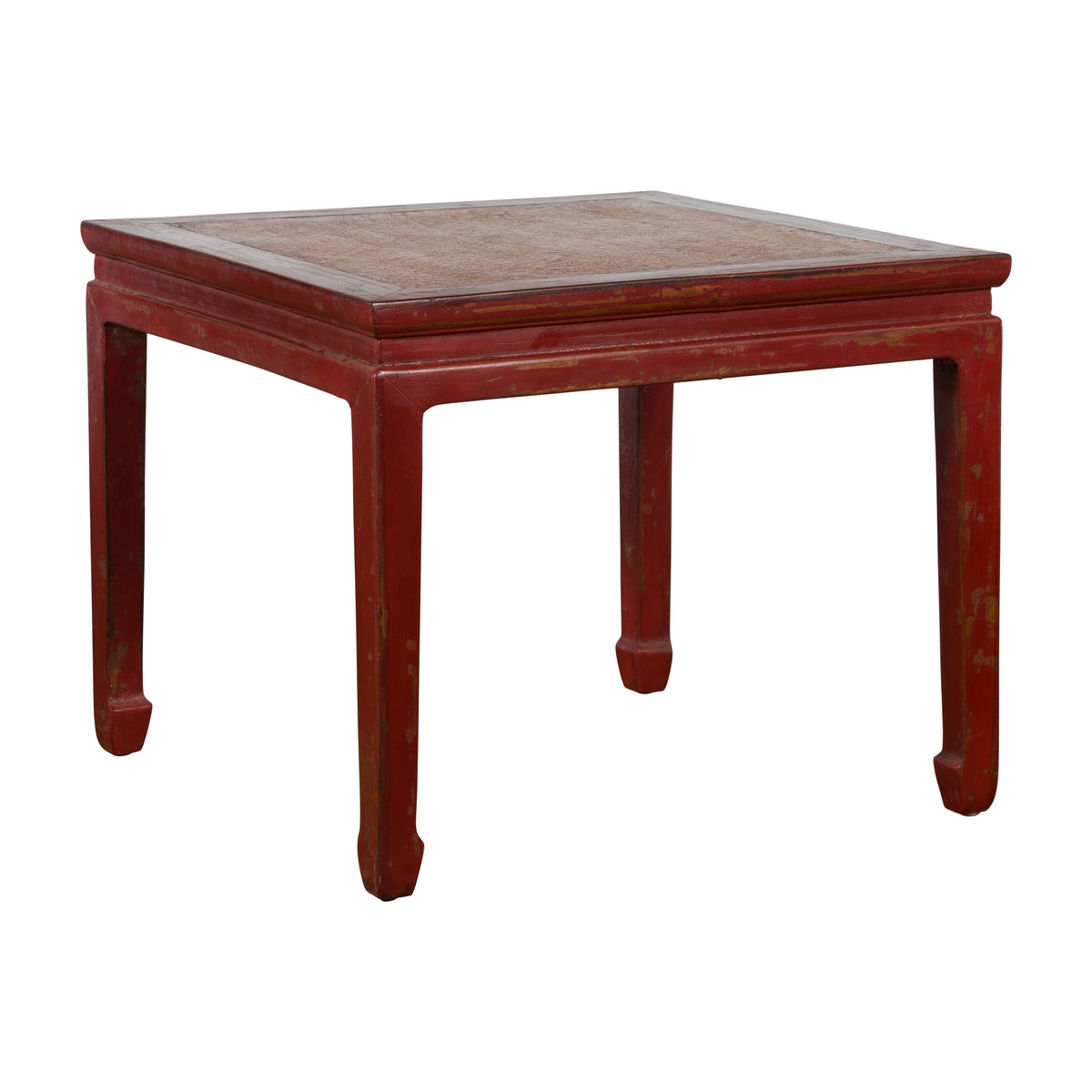 Chinese Qing Dynasty 19th Century Red Lacquer Side Table with Woven Rattan Top-1. Asian & Chinese Furniture, Art, Antiques, Vintage Home Décor for sale at FEA Home
