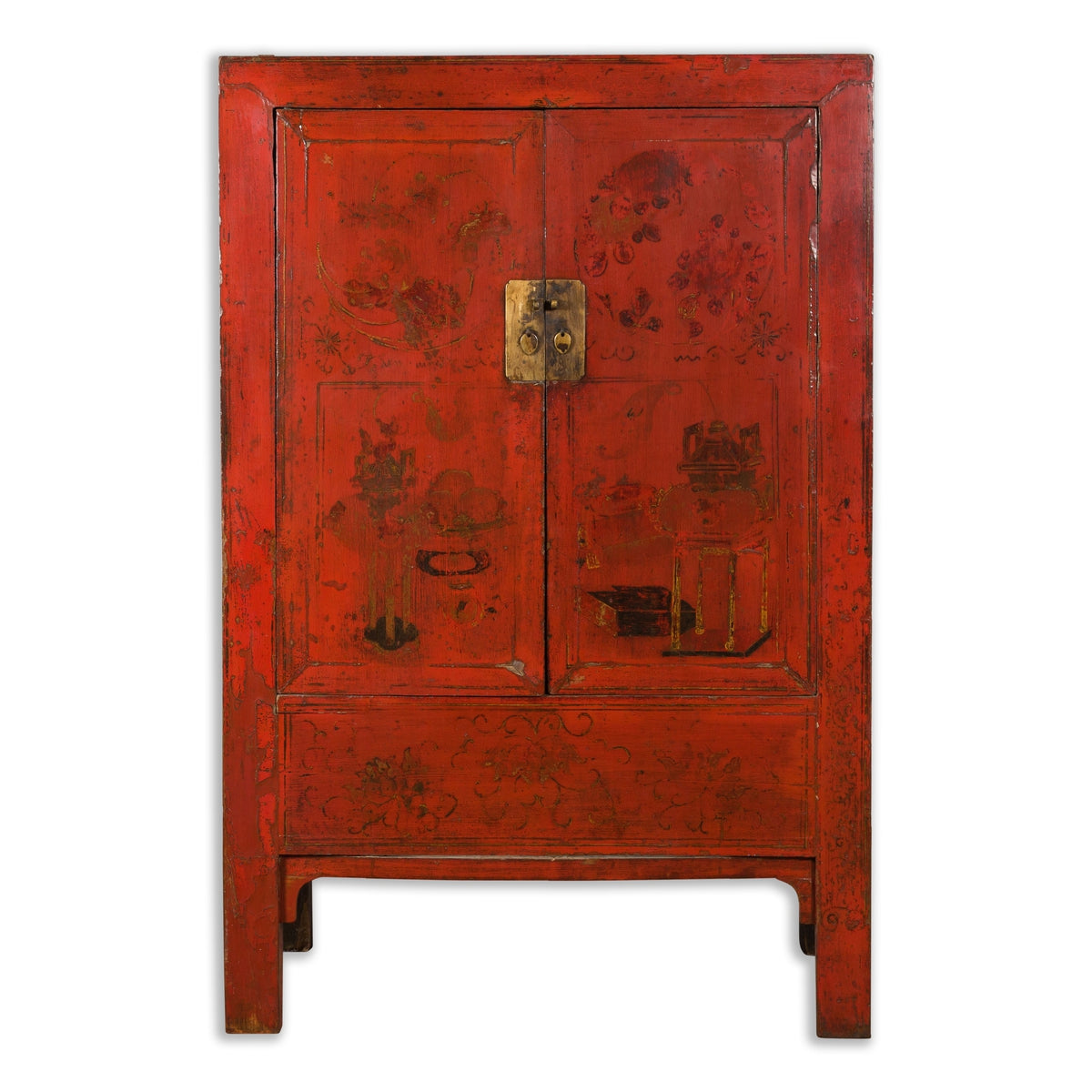 Chinese Qing Dynasty Shanxi Wedding Cabinet with Original Red Lacquer-1. Asian & Chinese Furniture, Art, Antiques, Vintage Home Décor for sale at FEA Home