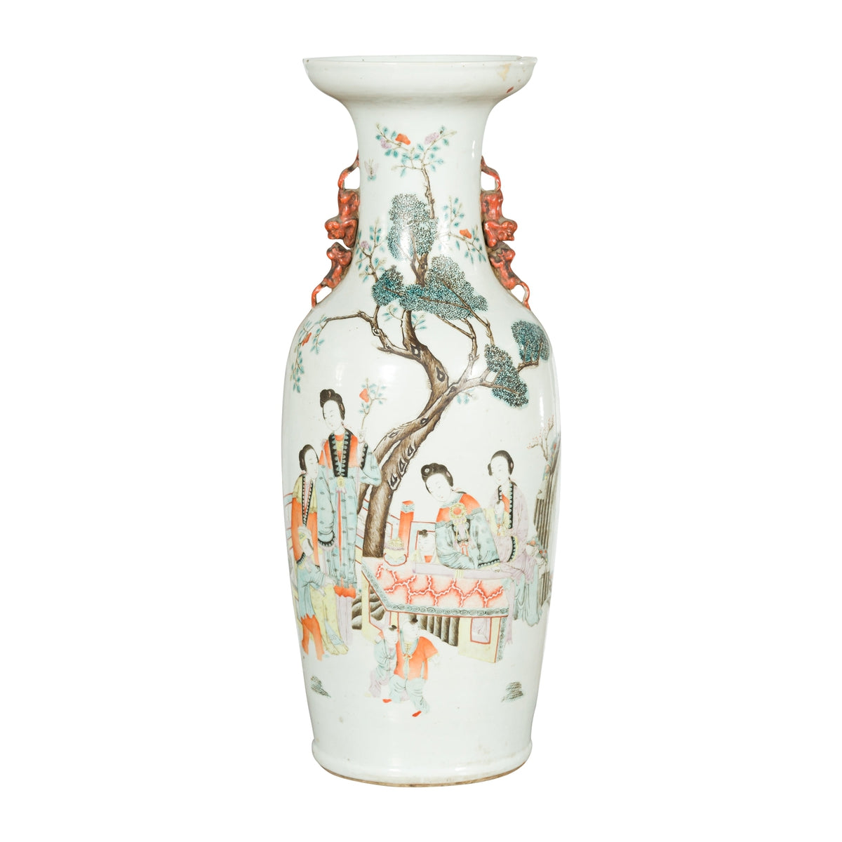 Chinese Qing Porcelain Vase with Hand-Painted Figures and Calligraphy Motifs-1. Asian & Chinese Furniture, Art, Antiques, Vintage Home Décor for sale at FEA Home