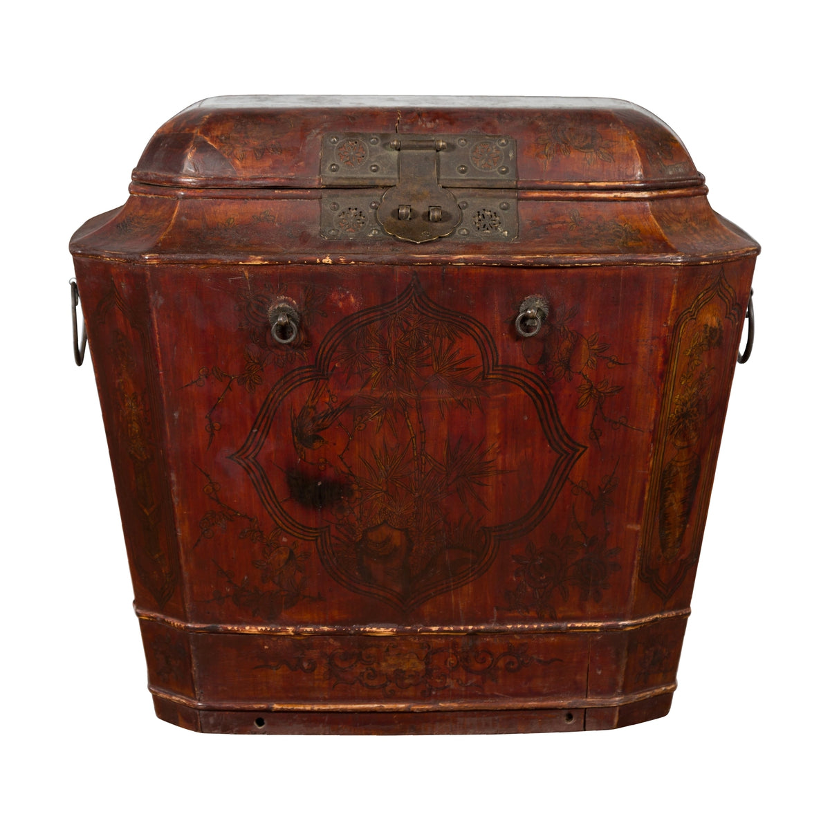 Chinese Red Lacquer Wedding Chest with Hand-Painted Décor, Qing Dynasty-1. Asian & Chinese Furniture, Art, Antiques, Vintage Home Décor for sale at FEA Home
