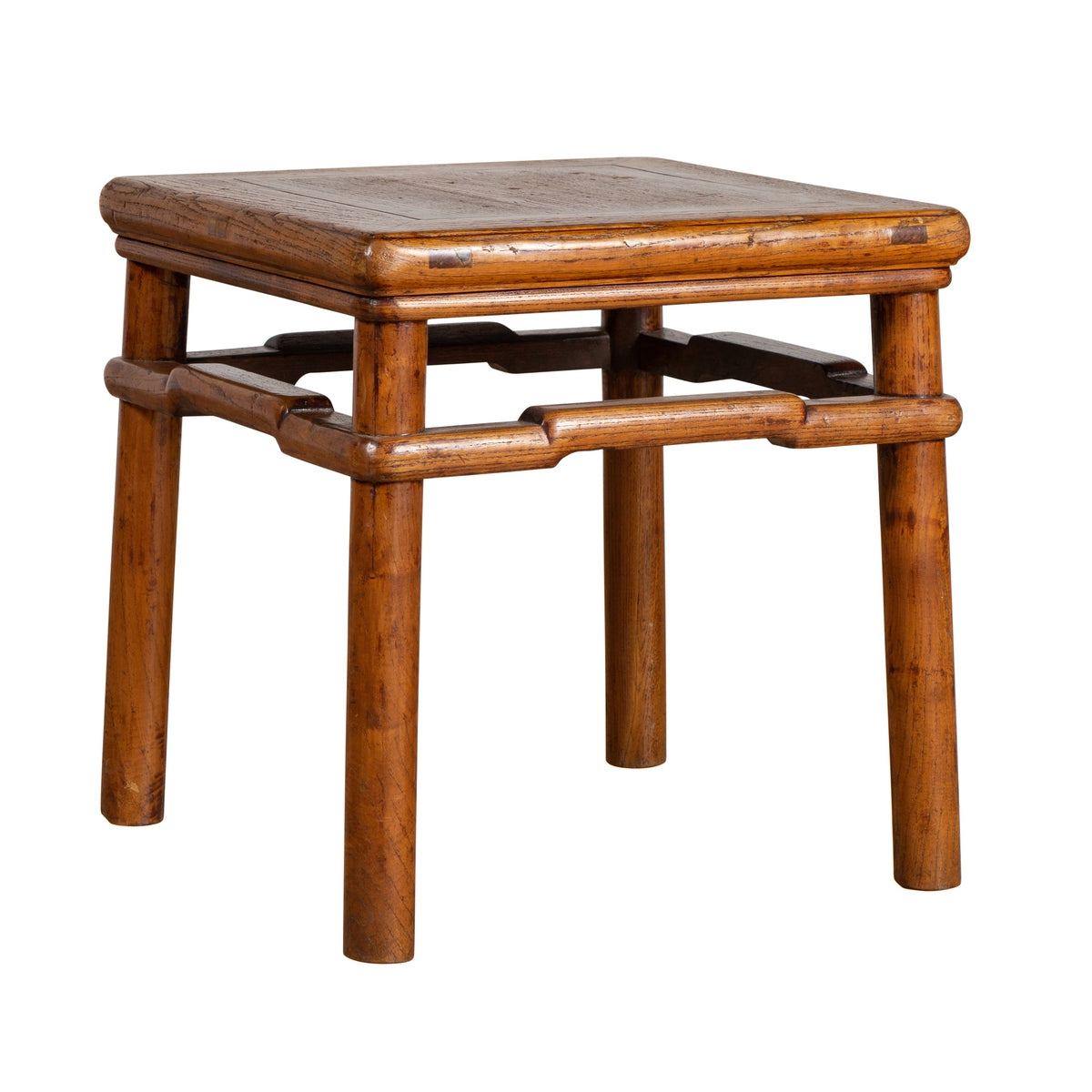 Chinese Ming Style Vintage Natural Wood Side Table with Humpback Stretcher-1. Asian & Chinese Furniture, Art, Antiques, Vintage Home Décor for sale at FEA Home