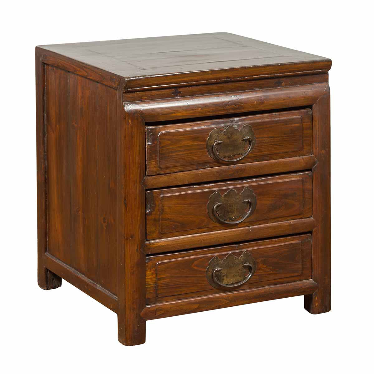 Vintage Chinese Side Chest with Three-Drawers and Traditional Hardware-1. Asian & Chinese Furniture, Art, Antiques, Vintage Home Décor for sale at FEA Home