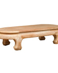 Vintage Thai Teak Oval Top Coffee Table with Whitewash Finish and Chow Legs-1. Asian & Chinese Furniture, Art, Antiques, Vintage Home Décor for sale at FEA Home