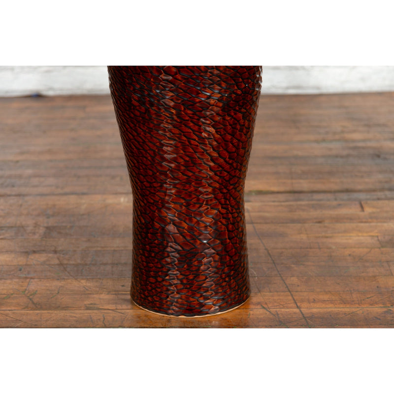 Contemporary Artisan Vase with Textured Burgundy Finish - Prem Collection-Chinese Furniture, Asian Antiques & Vintage Home Décor in NYC-FEA Home
