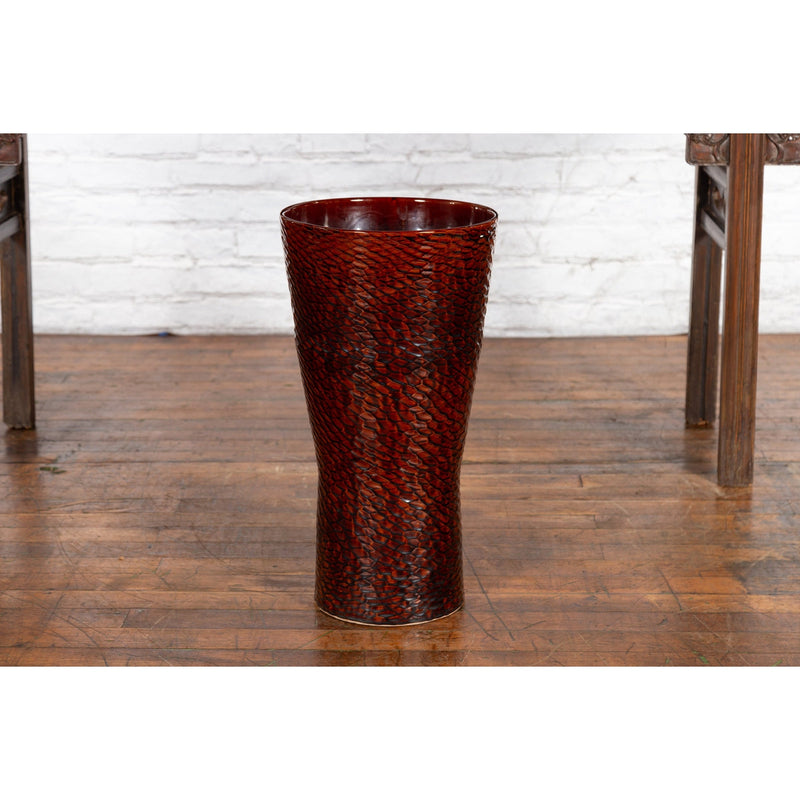 Contemporary Artisan Vase with Textured Burgundy Finish - Prem Collection-Chinese Furniture, Asian Antiques & Vintage Home Décor in NYC-FEA Home