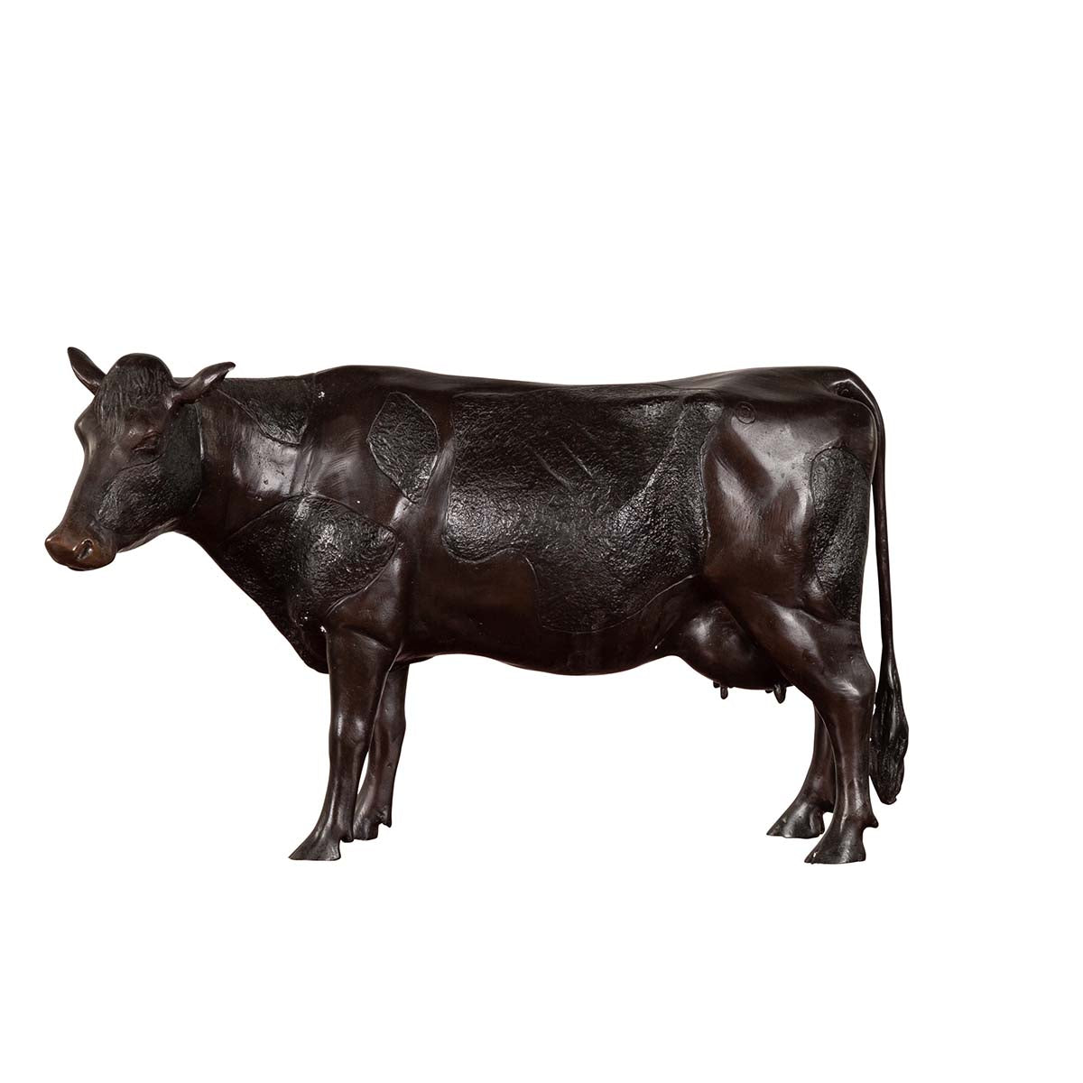 Contemporary Lost Wax Cast Bronze Custom Design Sculpture of a Holstein Cow-1. Asian & Chinese Furniture, Art, Antiques, Vintage Home Décor for sale at FEA Home