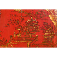 Chinese Qing Dynasty 19th Century Chinoiserie Cabinet with Original Red Lacquer