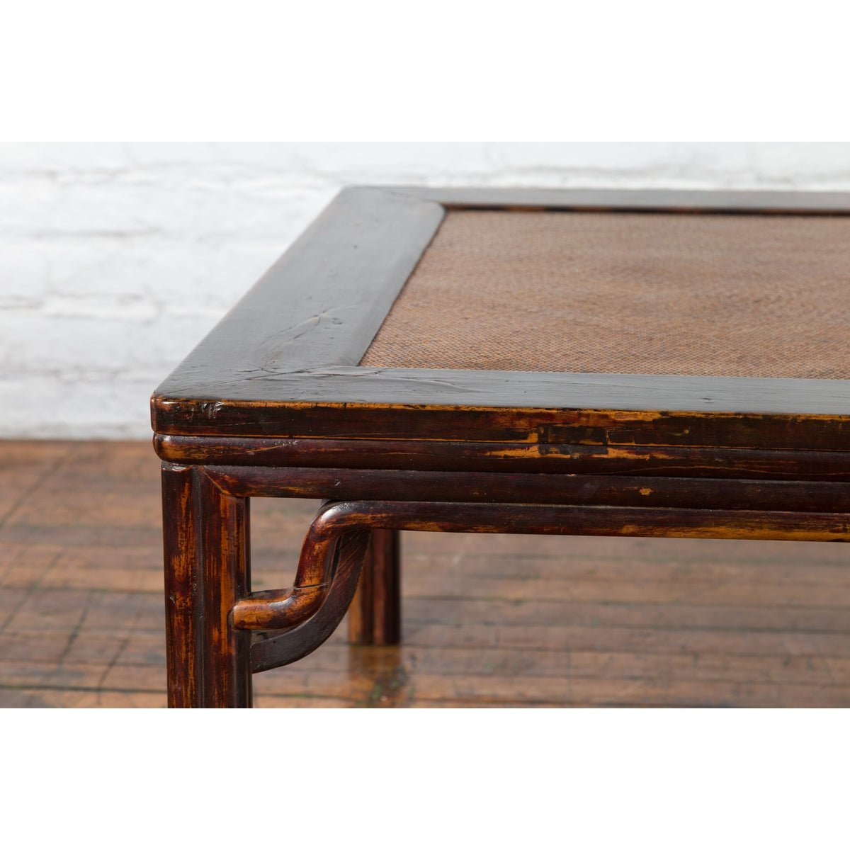 Chinese Ming Dynasty Style Wooden Coffee Table with Hand-Woven Rattan Top-4. Asian &amp; Chinese Furniture, Art, Antiques, Vintage Home Décor for sale at FEA Home
