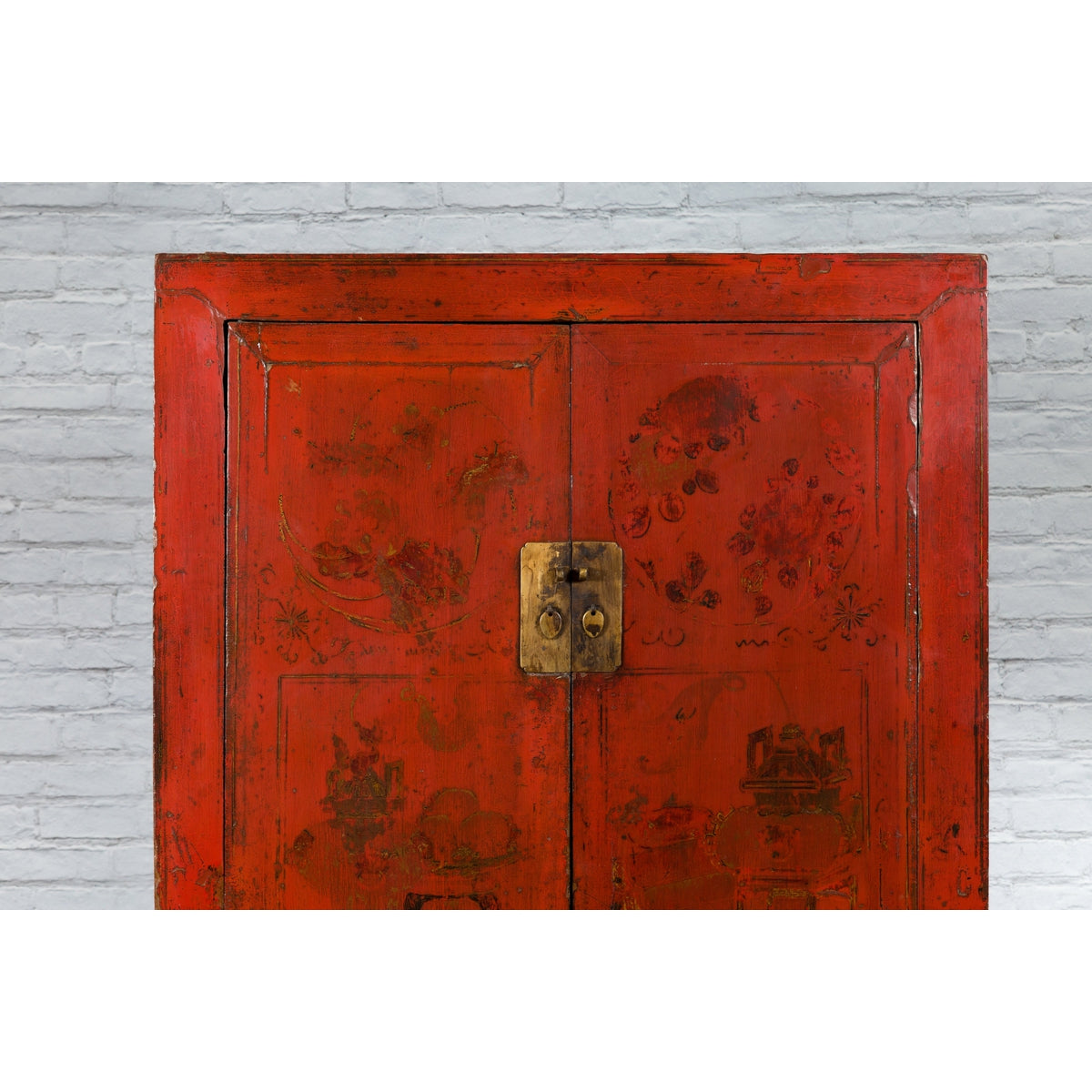 Chinese Qing Dynasty Shanxi Wedding Cabinet with Original Red Lacquer-8. Asian &amp; Chinese Furniture, Art, Antiques, Vintage Home Décor for sale at FEA Home