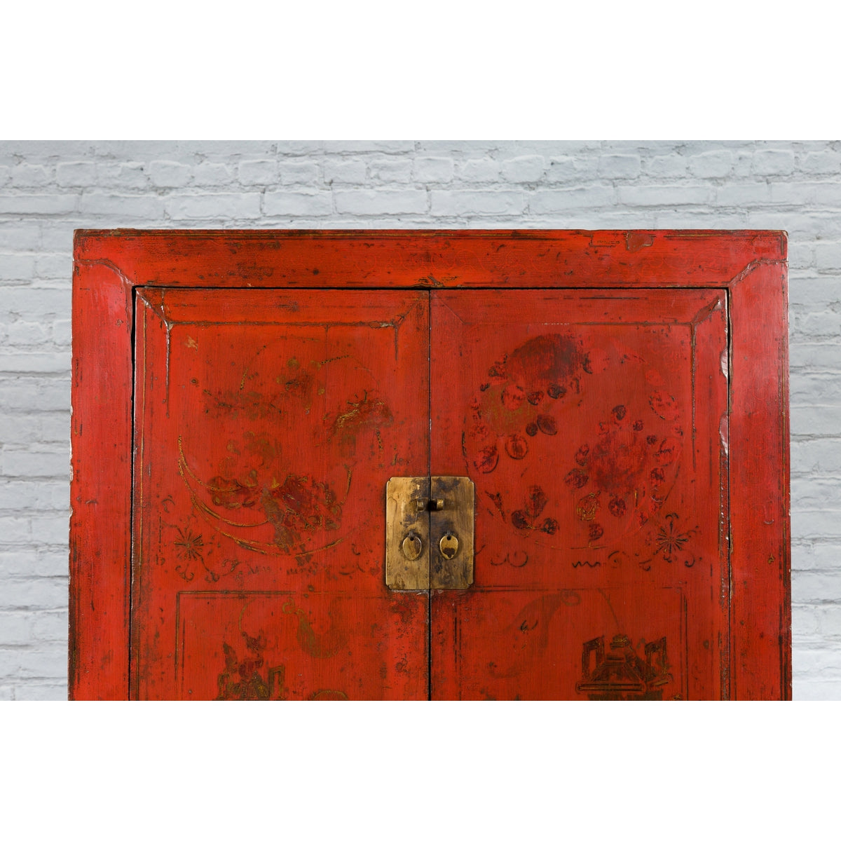 Chinese Qing Dynasty Shanxi Wedding Cabinet with Original Red Lacquer-11. Asian &amp; Chinese Furniture, Art, Antiques, Vintage Home Décor for sale at FEA Home