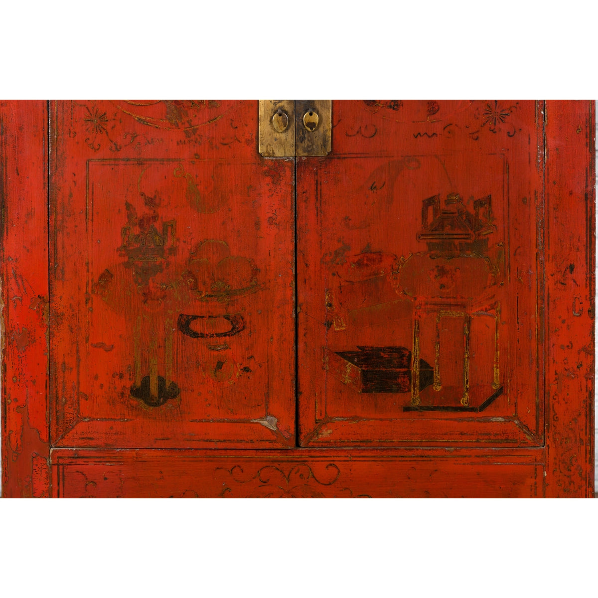 Chinese Qing Dynasty Shanxi Wedding Cabinet with Original Red Lacquer-13. Asian &amp; Chinese Furniture, Art, Antiques, Vintage Home Décor for sale at FEA Home