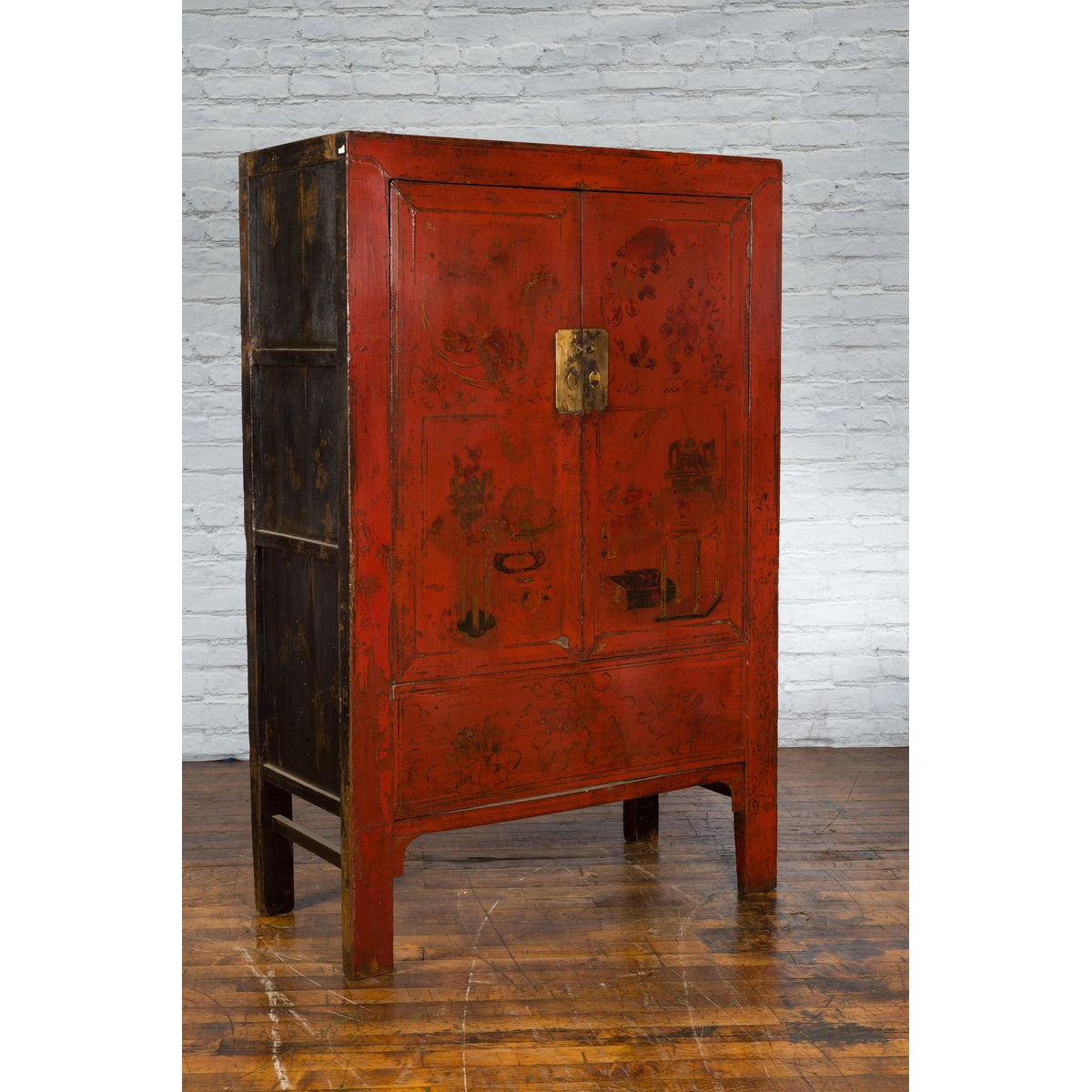 Chinese Qing Dynasty Shanxi Wedding Cabinet with Original Red Lacquer-15. Asian &amp; Chinese Furniture, Art, Antiques, Vintage Home Décor for sale at FEA Home