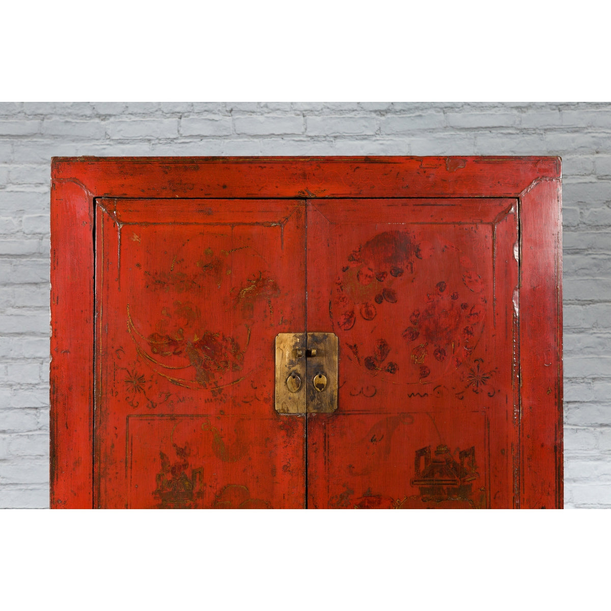 Chinese Qing Dynasty Shanxi Wedding Cabinet with Original Red Lacquer-7. Asian &amp; Chinese Furniture, Art, Antiques, Vintage Home Décor for sale at FEA Home