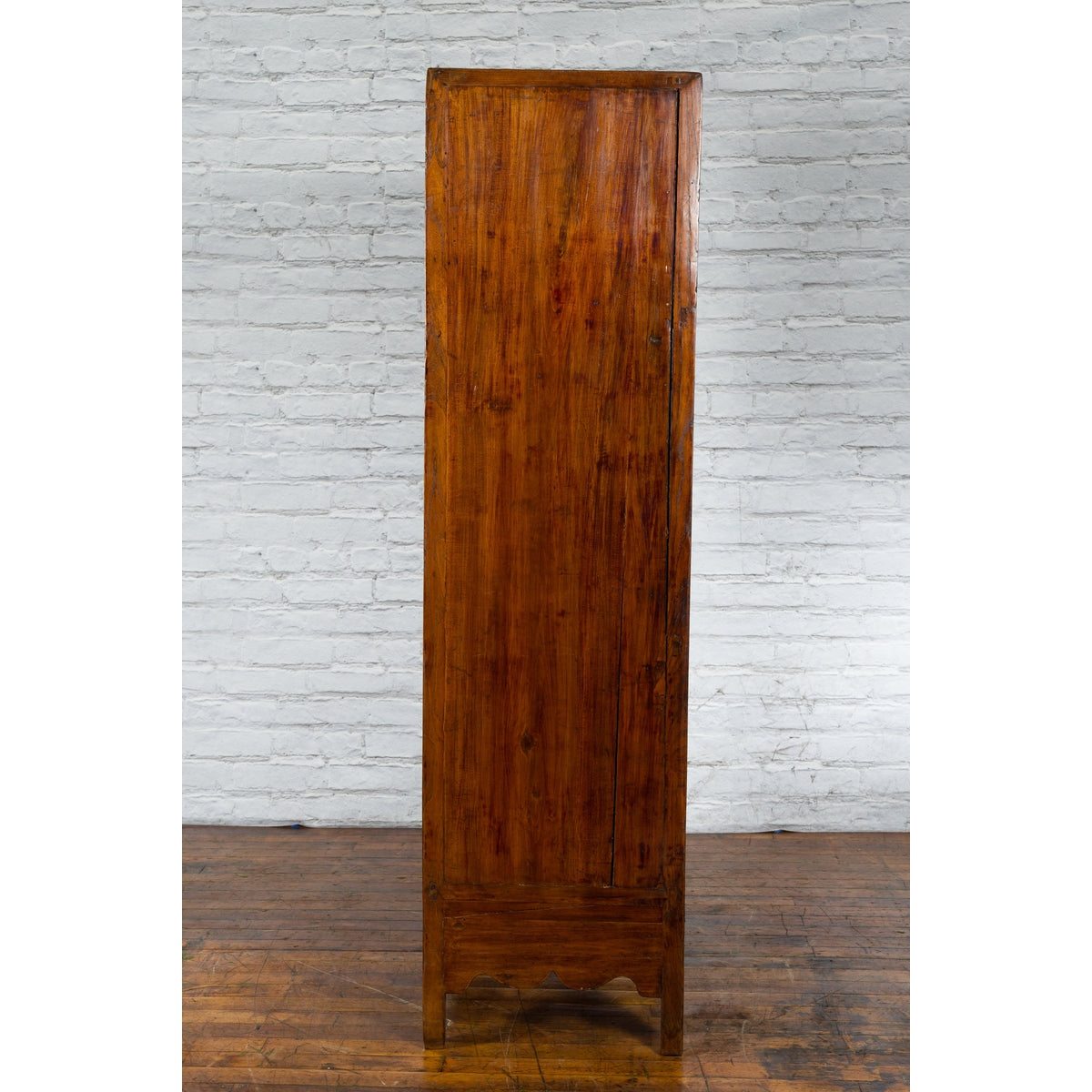 Chinese 19th Century Qing Dynasty Cabinet with Brown Finish and Carved Apron-12. Asian &amp; Chinese Furniture, Art, Antiques, Vintage Home Décor for sale at FEA Home
