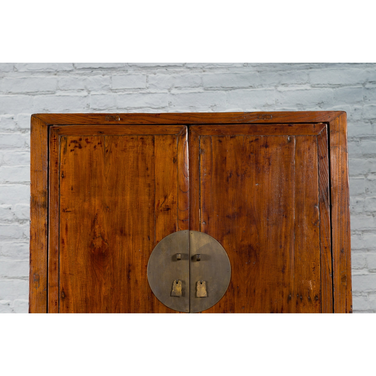 Chinese 19th Century Qing Dynasty Cabinet with Brown Finish and Carved Apron-6. Asian &amp; Chinese Furniture, Art, Antiques, Vintage Home Décor for sale at FEA Home