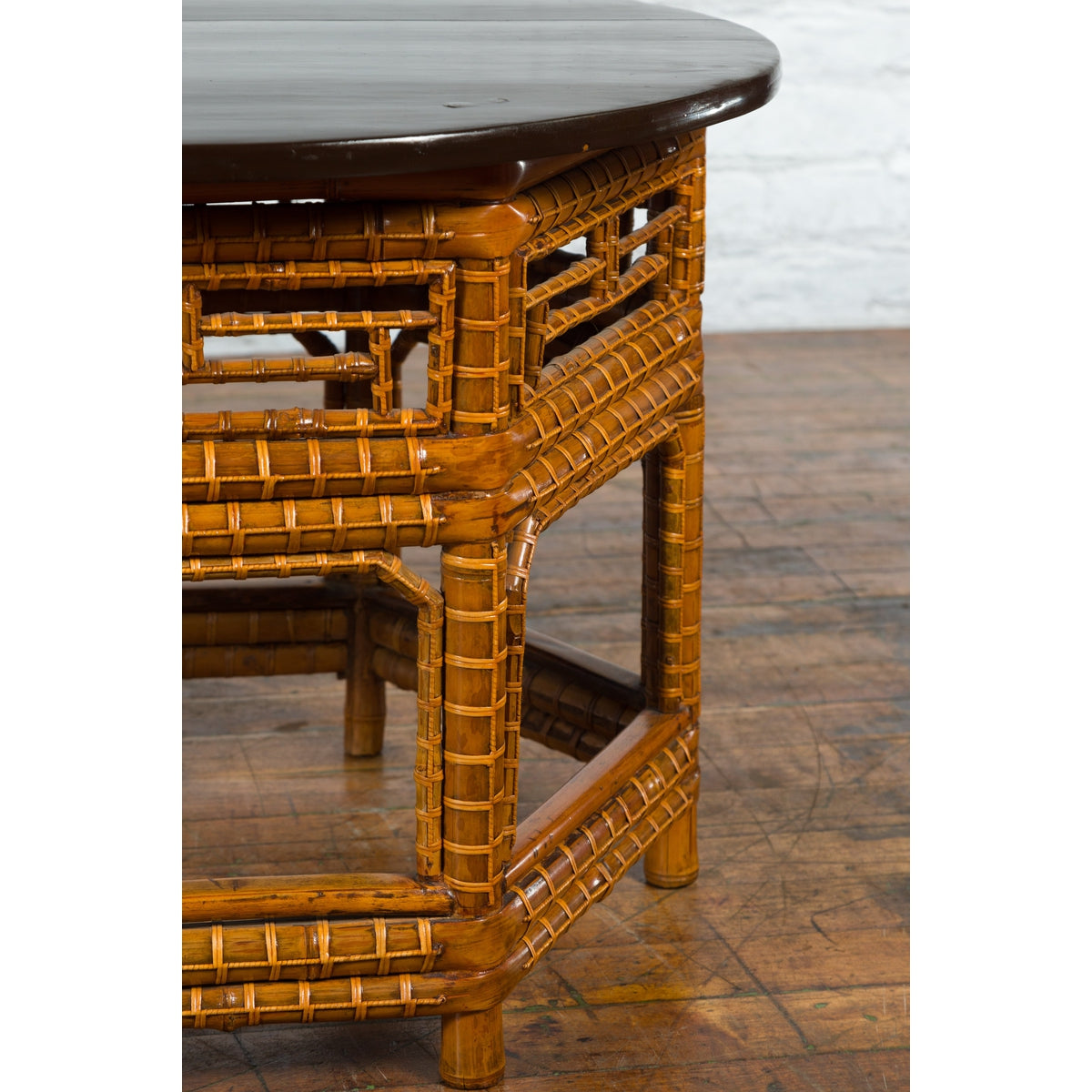 Chinese Qing Dynasty 19th Century Elm and Bamboo Coffee Table with Fretwork-8. Asian &amp; Chinese Furniture, Art, Antiques, Vintage Home Décor for sale at FEA Home