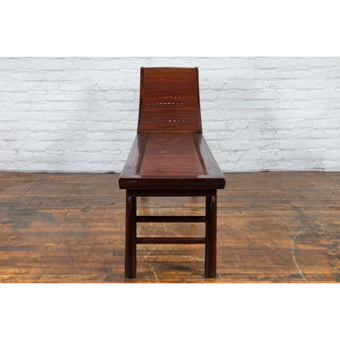 Chinese Qing Dynasty Elm and Bamboo Lounge Chair with Cloud Carved Spandrels-YN1440-9. Asian & Chinese Furniture, Art, Antiques, Vintage Home Décor for sale at FEA Home