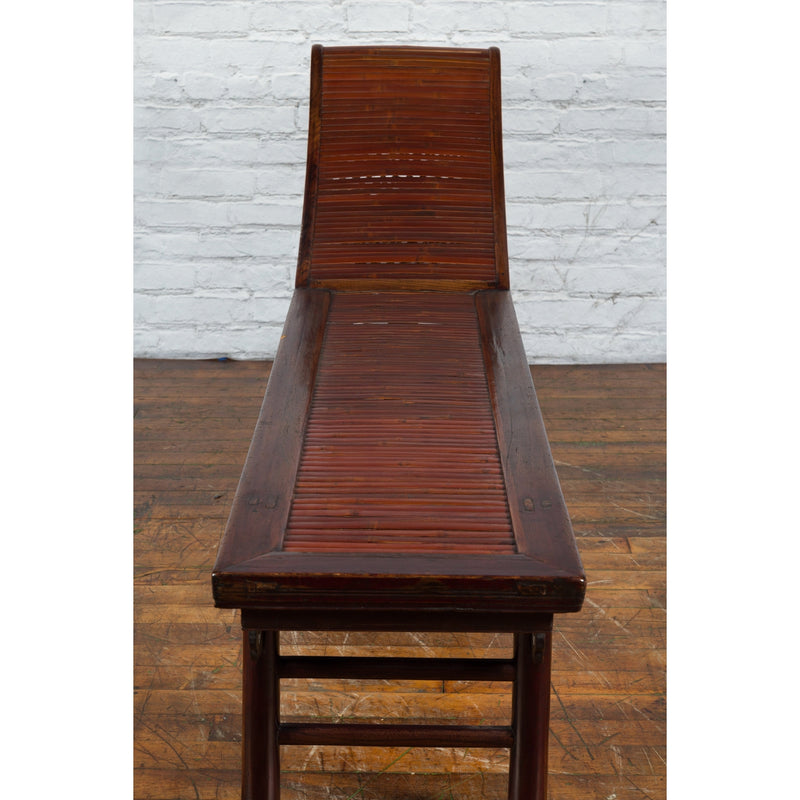 Chinese Qing Dynasty Elm and Bamboo Lounge Chair with Cloud Carved Spandrels-YN1440-10. Asian & Chinese Furniture, Art, Antiques, Vintage Home Décor for sale at FEA Home