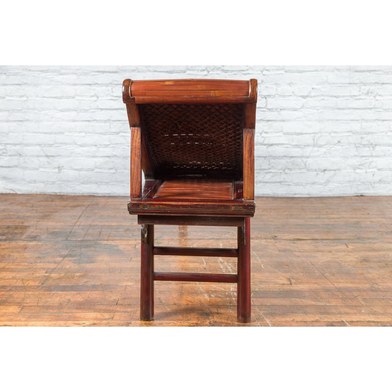 Chinese Qing Dynasty Elm and Bamboo Lounge Chair with Cloud Carved Spandrels-YN1440-12. Asian & Chinese Furniture, Art, Antiques, Vintage Home Décor for sale at FEA Home