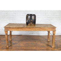 Antique Indian Sheesham Wood Palace Door Dining Table with Iron Accents